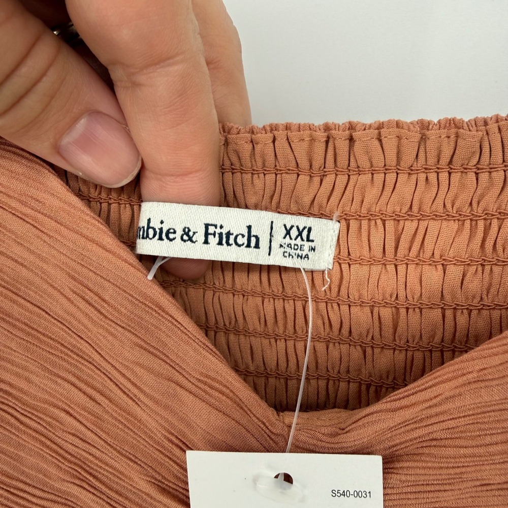 Abercrombie & Fitch Spaghetti‎ Strap Tiered Rust Peach Midi Dress XXL NWT - Picture 9 of 9